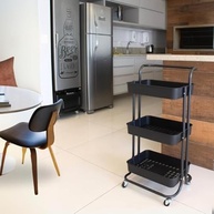 Carrinho Organizador Multiuso com Rodinhas - 3 Prateleiras Espaçosas e Design Moderno para Casa e Escritório - imagem 3