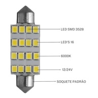 Lâmpada Torpedo 16 Leds 41mm 6000K: Iluminação Premium para Seu Carro - imagem 4