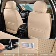 Capas de Assento de Carro Premium Bege em Couro Napa: Conforto e Estilo para a Maioria dos Veículos - imagem 5