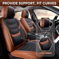 Capas de Assento de Carro em Couro Premium: Conforto Lombar, Universal, Antiderrapante e à Prova d'Água - Marrom Elegante - imagem 4