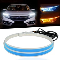Fita de LED Sequencial 60cm: DRL Branco e Âmbar para Faróis - Transforme Seu Carro! - imagem 1