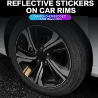 Adesivos de Aro de Roda de Carro com Strass Cristal: Brilho e Segurança Refletiva (Champanhe) - imagem 4