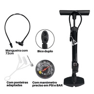 Bomba de Ar Multifuncional com Manômetro: Pneu de Bike, Moto, Carro, Bola e Boias - imagem 4