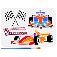 Estêncil de Carro de Corrida com Pincel - Design Profissional para Artesanato e Decoração - imagem 1