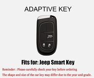 HIBEYO Capa de chave de carro com textura de fibra de carbono TPU com chaveiro serve para Jeep Grand Cherokee capa de chave de carro 3 botões - imagem 3