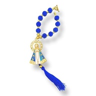 Enfeite Nossa Senhora Aparecida Azul Perola Craquela Com Resplendor Para Retrovisor de Carro, Porta - imagem 5