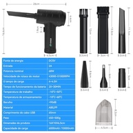Soprador e Aspirador Portátil Sem Fio 6000mAh: Limpeza Profissional para PC, Carro e Escritório - imagem 3