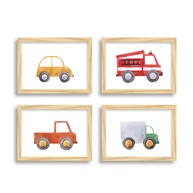 Quadros Decorativos para Quarto de Menino - Tema Carros e Caminhões | 4 Quadros 18x24cm | Prontos para Pendurar - imagem 1