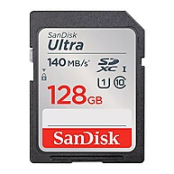 Cartão SD Sandisk 128GB Ultra – 140MB/s para Fotos e Vídeos HD - imagem 1