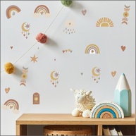 Cartela de Adesivos Boho Infantil para Decoração de Quarto – Designs Coloridos e Criativos para Estímulo e Diversão - imagem 1