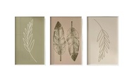 Kit 3 Quadros Decorativos Folha Verde Minimalista Natural com Moldura - 43x32cm Carvalho - imagem 4