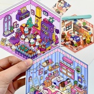 4 Conjuntos de Adesivos 3D DIY Casa - Decore Mini Cômodos com Cenas Divertidas - imagem 4