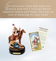 Estátua de São Martinho Caballero 12,7 cm com Cartão de Oração - Decoração Sagrada para Altar e Casa - imagem 3
