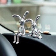 Estatuetas de Coelho Modernas em Prata - Decoração Versátil para Casa e Escritório - imagem 2