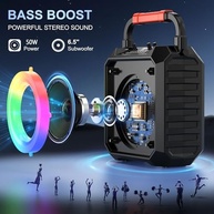 JYX Caixa de Som Bluetooth Portátil com 2 Microfones e Luzes DJ: Festa e Karaokê em Casa! - imagem 3