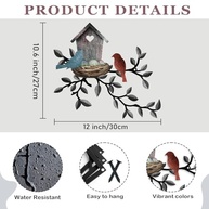 Arte de Parede Rústica em Metal com Design de Casa de Pássaro – Decoração Natural para Sala, Cozinha e Jardim - imagem 4