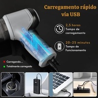 Aspirador Portátil Sem Fio 3 em 1: Potência 120W para Carro e Casa | Recarregável USB - imagem 4