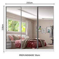 Guarda-Roupa Casal 100% MDF com Espelho Royale 3 Portas de Correr Madesa - imagem 3