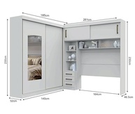 Guarda-Roupa Casal Queen com Cabeceira e Espelho 4P 3G Florença Siena Móveis - imagem 2