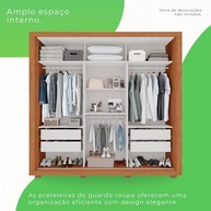 Guarda-Roupa Casal 3 Portas com Espelho e 4 Gavetas - Design Cinamomo/Off White - imagem 4