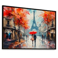 Quadro Decorativo Paris Torre Eiffel com Casal e Guarda-Chuva - 63x43cm - Moldura Preta com Vidro - imagem 2