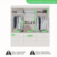 Guarda-Roupa Casal 3 Portas 9 Gavetas Luana Sallêto - Organização e Estilo para seu Quarto - imagem 4