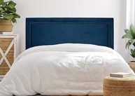 Cabeceira Casal Reta Luxo 140x60 Suede Azul com Tachas Fumê - Modernidade e Sofisticação para seu Quarto - imagem 1