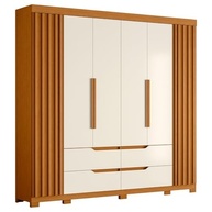 Guarda-Roupa Doble Casal 6 Portas 4 Gavetas Cinamomo/Off White - Organize seu Quarto com Estilo - imagem 2