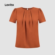Blusa Plissada Lovito Laranja: Elegância Casual - imagem 2
