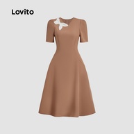 Vestido Marrom com Laço Lovito: Elegância Casual - imagem 2
