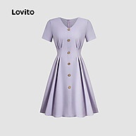Vestido Roxo Plissado Lovito: Elegância Casual - imagem 2
