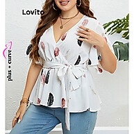 Blusa de Penas Plus Size Lovito: Elegância Casual - imagem 2