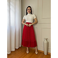 Saia Maxi Midi Plissada Renda: Elegância Casual - imagem 1