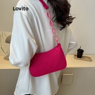 Lovito Bolsa de Ombro Pequena Rosa Pink com Corrente - Estilo Casual - imagem 2