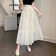 Saia Geométrica Lovito: Renda e Estilo Casual - imagem 2