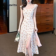 Vestido Feminino Floral Midi Evasê Sem Mangas – Estilo Casual - imagem 2