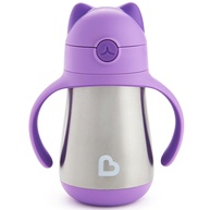 Copo Térmico Inox com Canudo Cool Cat Roxo - Munchkin Antivazamento 237ml - imagem 1