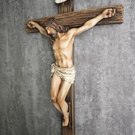 Cruz de Parede com Crucifixo Católico 35,5 cm - Escultura Renascentista Inspiradora por Buildclassic - imagem 3