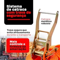 Kit Cinta de Amarração com Catraca 5 Toneladas - 9m x 50mm Laranja | Segurança Máxima para Cargas Pesadas - imagem 5