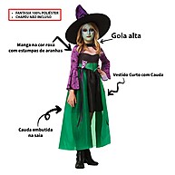 Fantasia Bruxa Infantil Halloween: Luxo e Cauda! - imagem 2