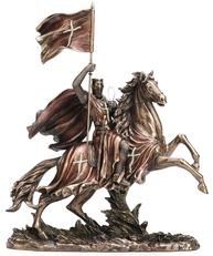 Cavaleiro Medieval Templário com Bandeira Veronese 77709 - Decoração Histórica e Simbólica - imagem 1