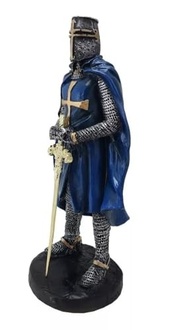 Cavaleiro Medieval Ordem dos Templários Azul 23cm - Estátua em Resina Colecionável - imagem 4
