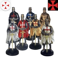 Cavaleiro Medieval Ordem dos Templários Dourado 23cm - Estátua Colecionável em Resina - imagem 5