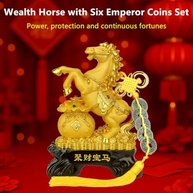 Estátua Feng Shui Ano Chinês 2026 - Cavalo com Moedas do Imperador para Sorte e Prosperidade - imagem 5