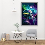 pchmcu Kits de pintura de caveira DIY por números para adultos, pintura por números para adultos lua iniciante, kits de pintura de esqueleto por números em tela sem moldura para decoração de parede de - imagem 5