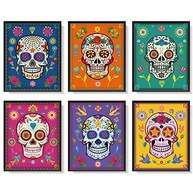 6 Peças de Decoração de Parede Caveira de Açúcar - Dia dos Mortos | Arte Mexicana Vibrante para Sala, Quarto e Escritório - imagem 2