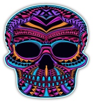 Adesivo Caveira Mexicana Vibrante - Dia dos Mortos Vinil Premium 12cm - Carros, Laptops e Mais! - imagem 1