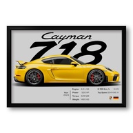 Quadro Porsche Cayman 718 60x40cm - Impressão Premium com Moldura Ecológica - imagem 1