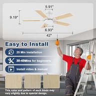 Ventilador de Teto Inteligente 106cm com Luz LED, Controle por Voz, Wi-Fi e App - Motor Silencioso CC - imagem 3