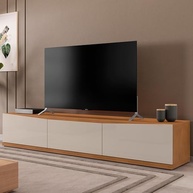 Rack para Sala de TV Eros 180cm com 2 Portas e 1 Gaveta – Design Moderno em Cedro/Off White com Rodas - imagem 2